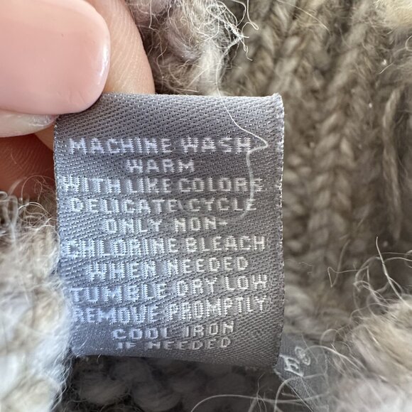 Eagles Eye Womens Knit Mock Turtleneck Sweater M Beige Wool Alpaca Fishermen 90s - Picture 4 of 7